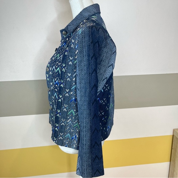 ColdWater Creek Denim Embroidered Maximalism Grandmacore Grandma Jacket Vintage - Picture 4 of 13